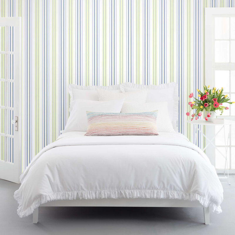 Chloe Stripe Wallpaper, White/Blue