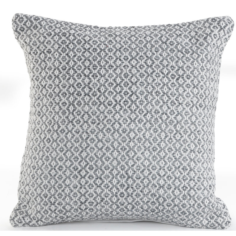 Coussin en coton, Gris, Polyester / Bourre en polyester