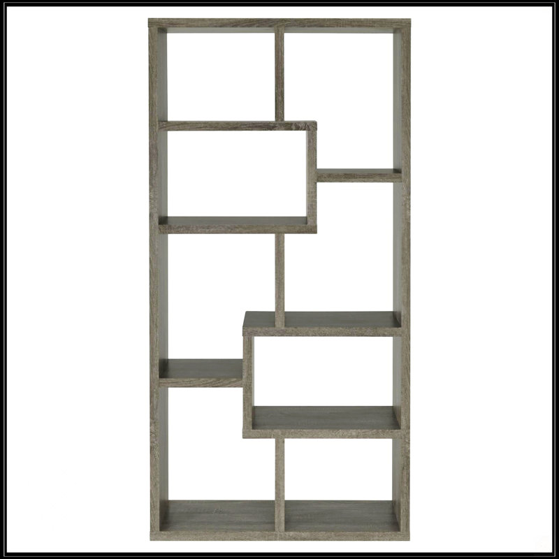 8-Shelf Geometric Bookcase, Gray