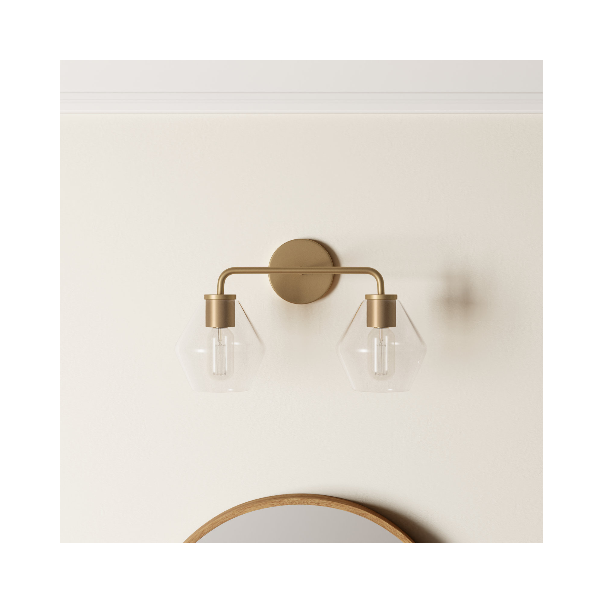 Rooks 2 - Light Dimmable Vanity Light, Satin Brass, Clear
