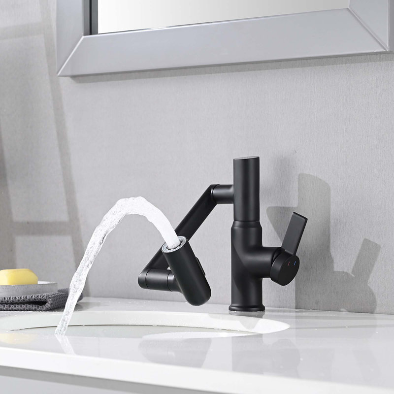 Bathroom Sink Faucet with Spray Function and Temperature Display for Anti-Skid Switch and Hot & Cold and 360° Rotary