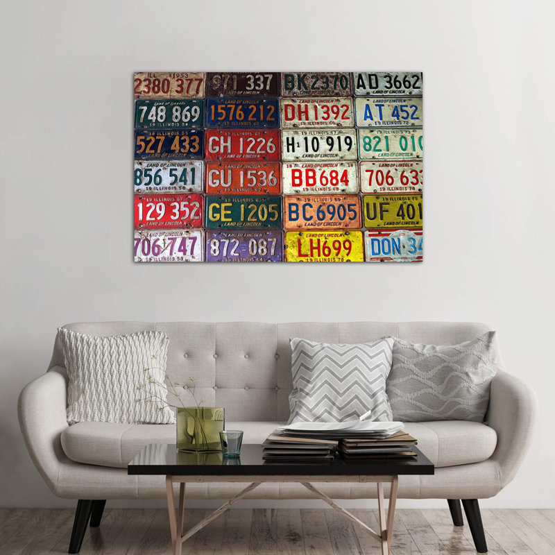 State License Plates - No Frame Print on Canvas, 30.48 cm H x 45.72 cm W