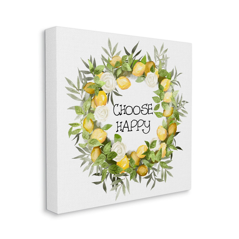 Couronne de roses choisies, "Happy Choisissez", par Ziwei Li - impression, H 17 po x l 17 po x P 1,5 po, Toile tendue