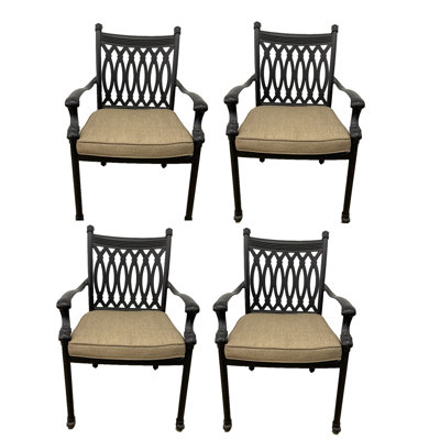 Darrin Set Of 4 Stacking Patio Dining Armchair With Cushion by K&B Patio