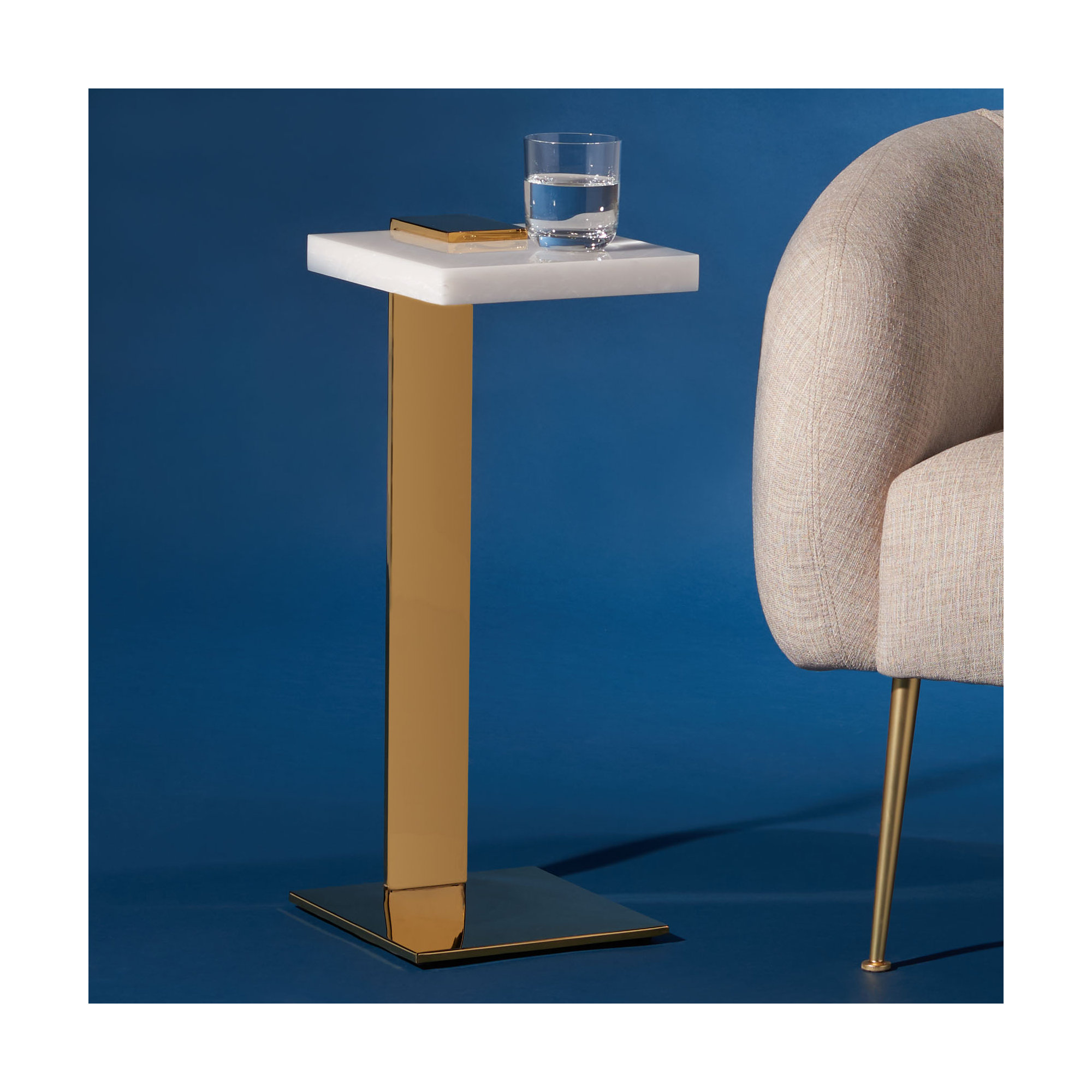 O'Hara End Table, White, Gold