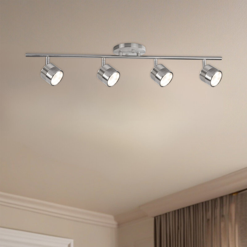 Ensemble de rail d'éclairage 4 lumières 30,5 po Lyra, Nickel brossé