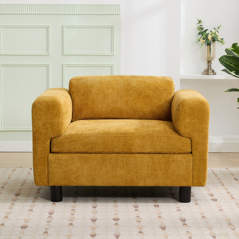 Fauteuil surdimensionné, Velours tissé jaune