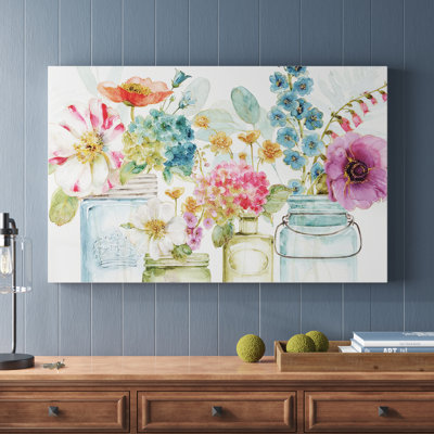 'Rainbow Seeds Flowers X' Canvas Painting Print by Lisa Audit