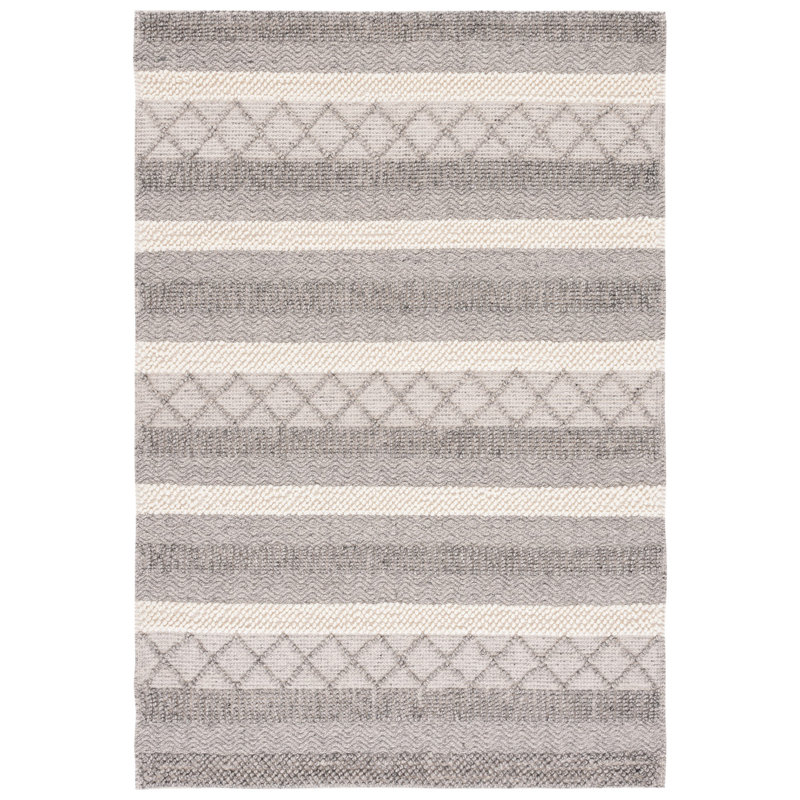 Natura Hand Woven Cotton And Wool Geometric Rug, Rectangle 3' x 5'
