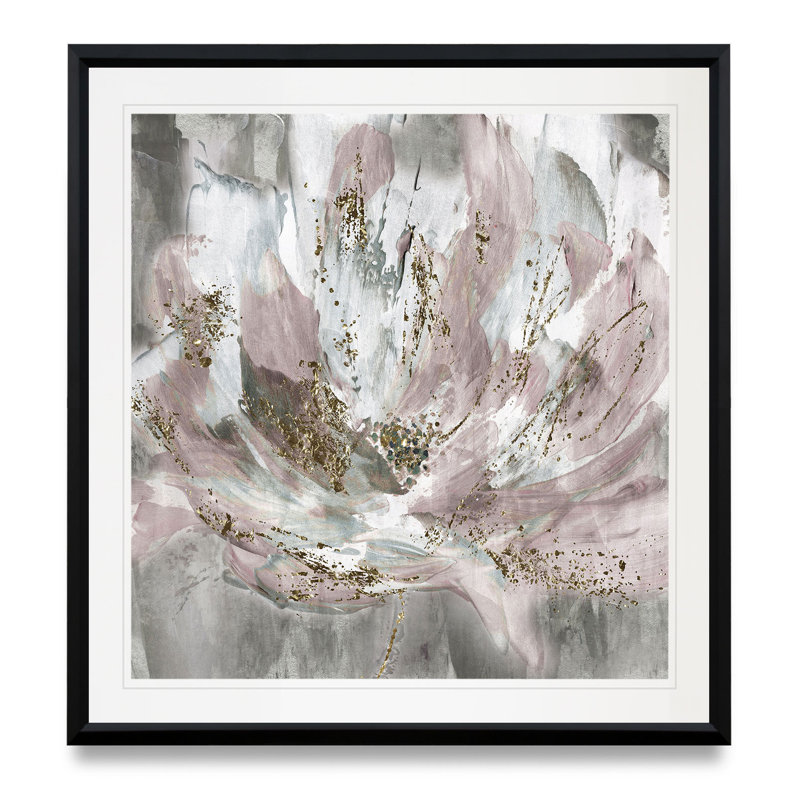 Peinture 'Blush Flower Power', H 17,5 po x l 17,5 po x P 1,5 po, Cadre plastique noir