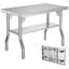 Table pliante en acier inoxydable, table de préparation de travail commerciale à double couche 48 po x 24 po robuste pour restaurant, cuisine, barbecue et intérieur