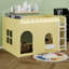 Lit mezzanine pour enfants avec guirlande lumineuse à DEL, barrière de sécurité, espace de jeu sous le lit-744161097-744161092