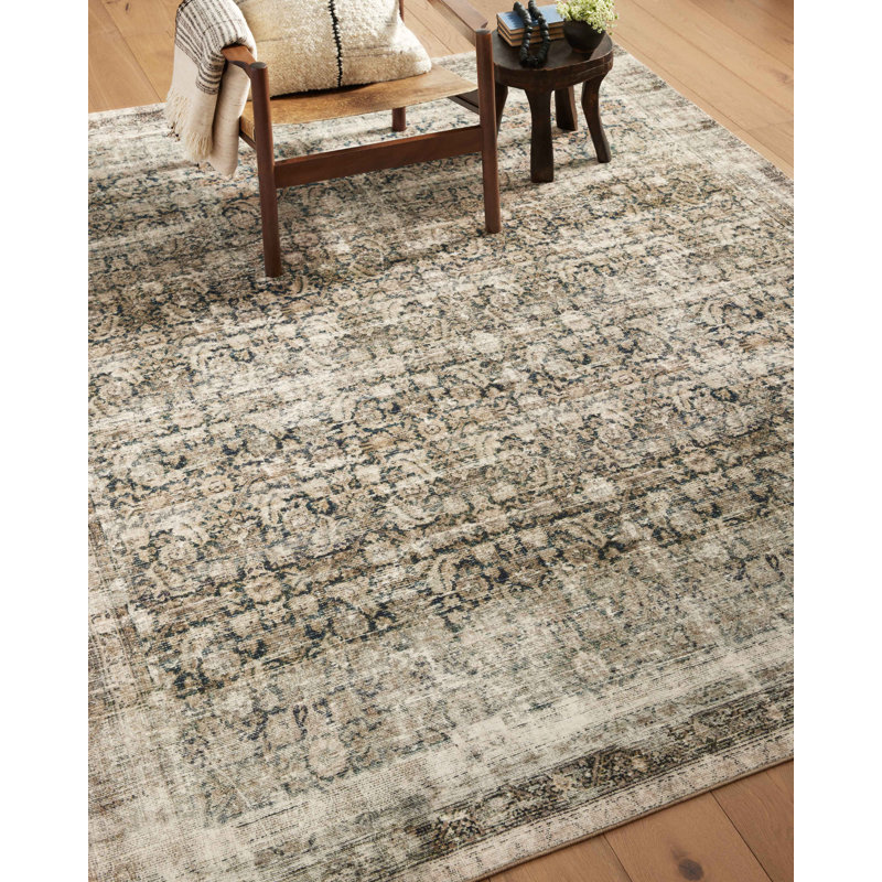 Morgan Navy and Sand Rectangular Wool Area Rug