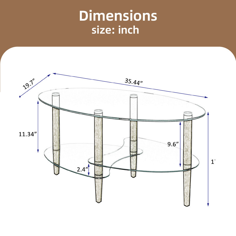 Table basse Larionna, Transparent, Brun