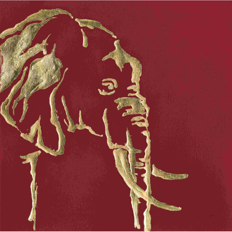 Éléphant doré indigo, H 12 po x l 12 po, Rouge