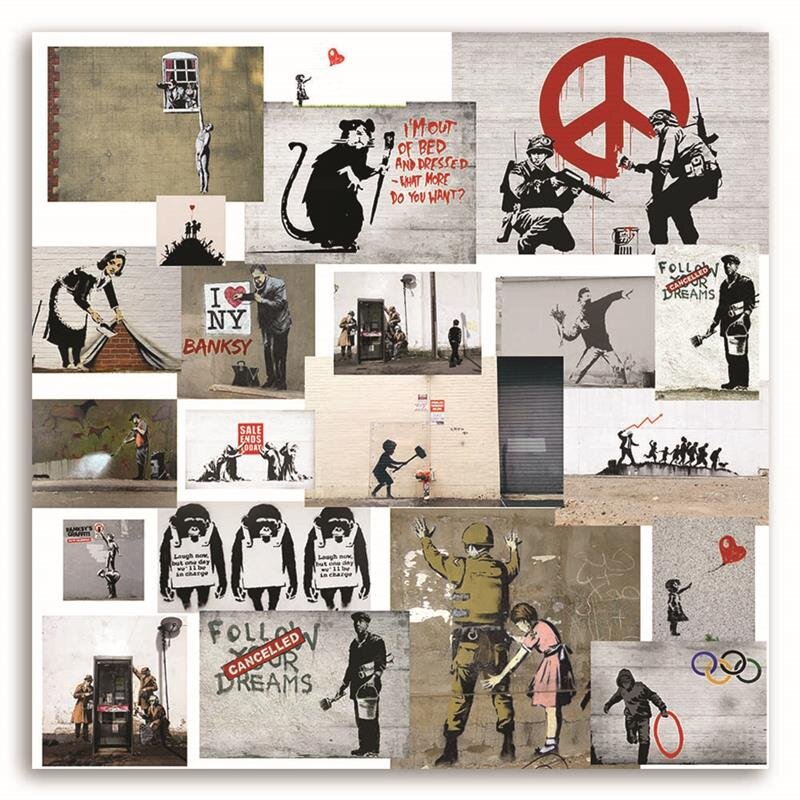 Leinwandbild Sammlung der Werke von Banksy