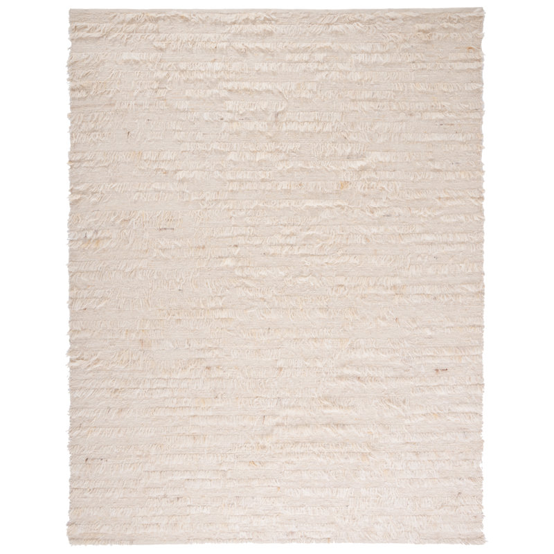 Natura Hand Woven Wool/Cotton Solid Color Rug in Ivory, Rectangle 8' x 10'