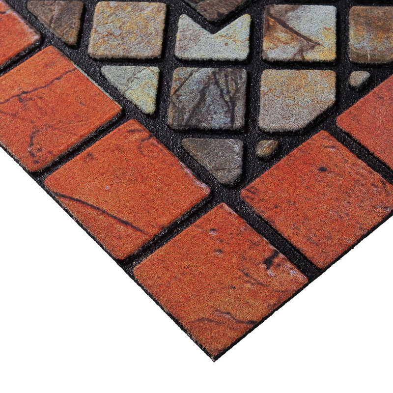 Recycled Rubber Elegant Tile Doormat, Red 