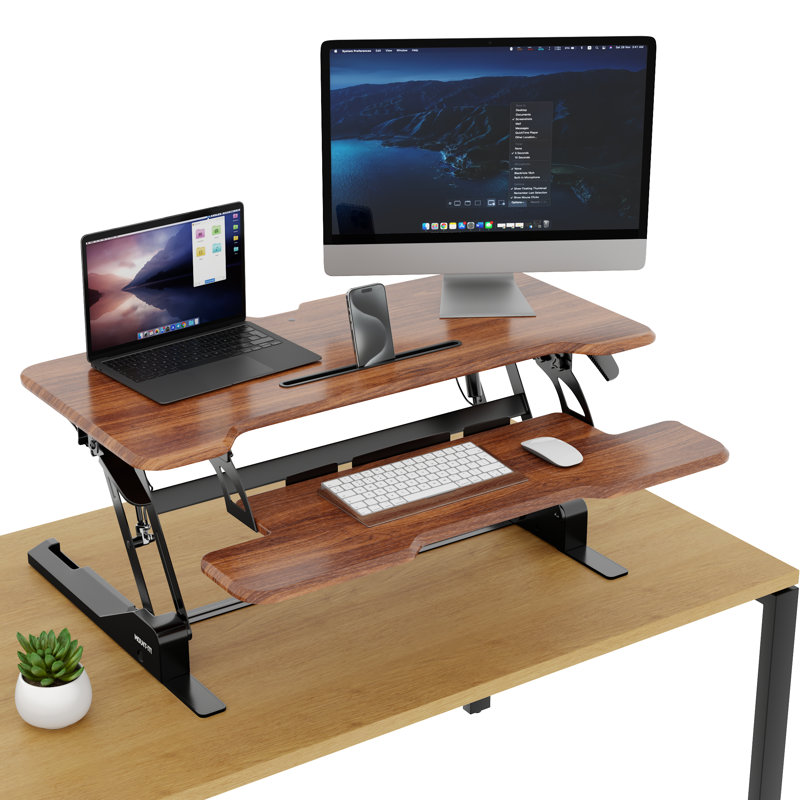 Mount-It Standing Desk Converter with 38" Desktop, Brown