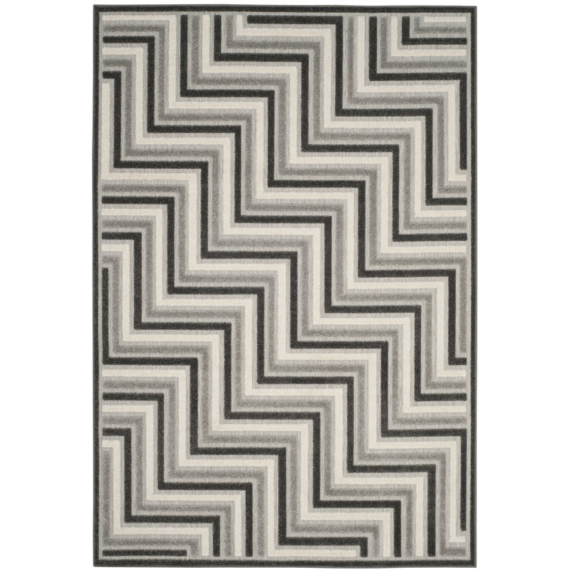 Tapis gris à motif de chevrons Jevan, Rectangle 5 pi 3 po x 7 pi 7 po