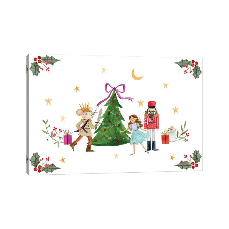 Casse-noisette autour de l'arbre de Noël - reproduction d'art murale - toile tendue, H 12 po x l 18 po, Toile tendue