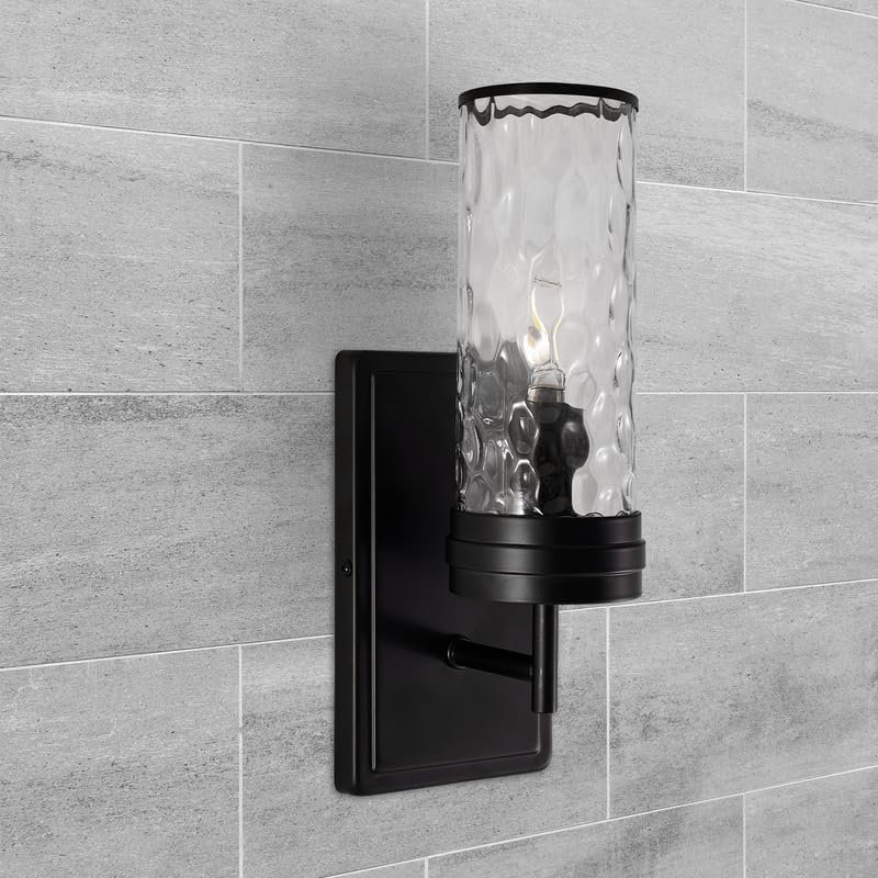 Luminaires de salle de bain 1 lumière Modern, applique murale simple avec abat-jour en verre martelé pour le couloir du salon de salle de bain