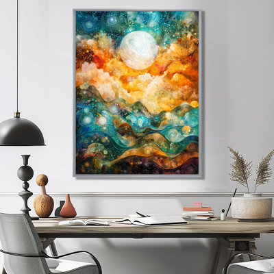 Green And Orange Celestial Shift In Space I - Space Wall Art Print