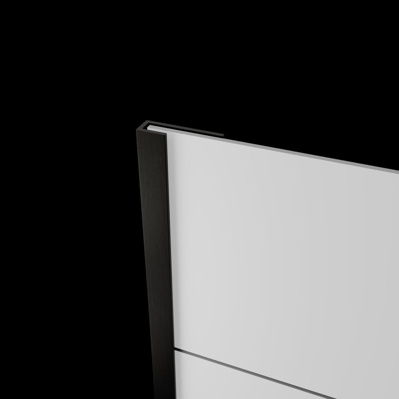 Flexstone Flexstyle 60"W X 36"D X 80"H White/Gray Block Shower Wall Surround With Trim (3-Piece), Matte Black
