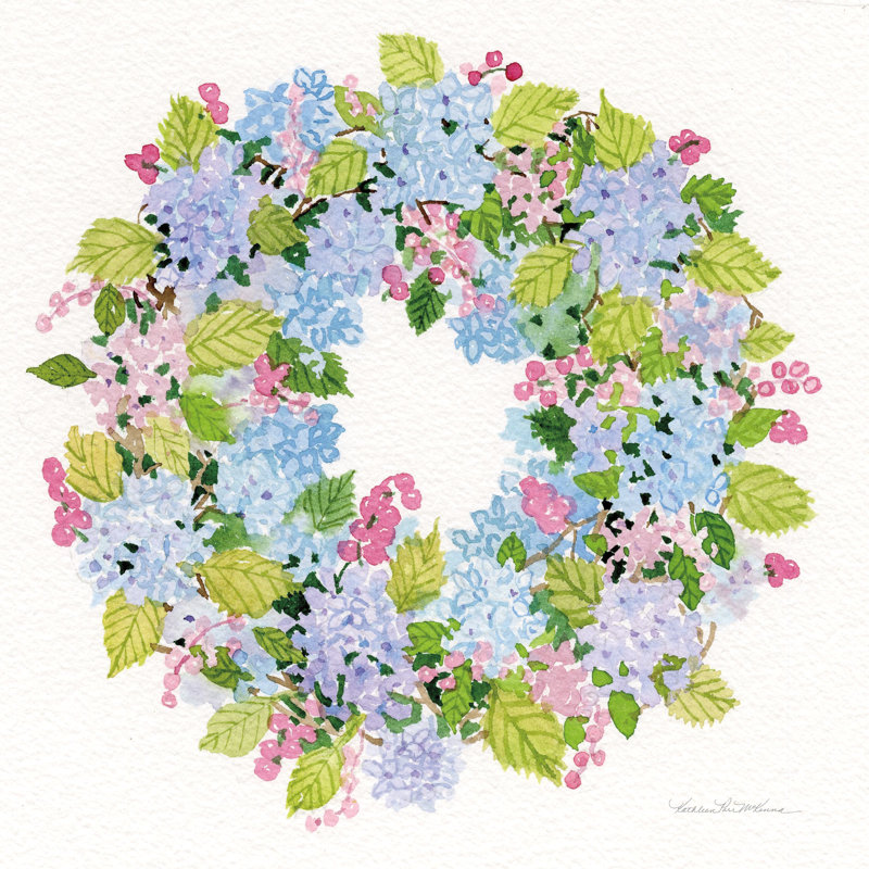 Spring Wreath I by Kathleen Parr McKenna - Wrapped Canvas Art Prints, 122cm H x 122cm W