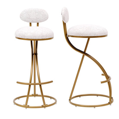 Ensemble de 2 tabourets de bar, tabourets de bar avec dossier, tabouret de comptoir rembourré pour îlot de cuisine