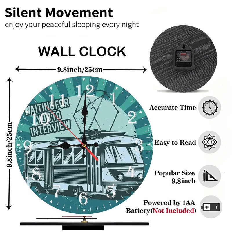 Horloge murale en bois 10 po, mouvement silencieux, à piles (piles AA non incluses), décor artistique, parfait pour les décorations