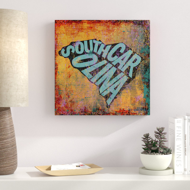 « south caroline », art textuel sur toile tendue, H 24 po x l 24 po x P 2 po