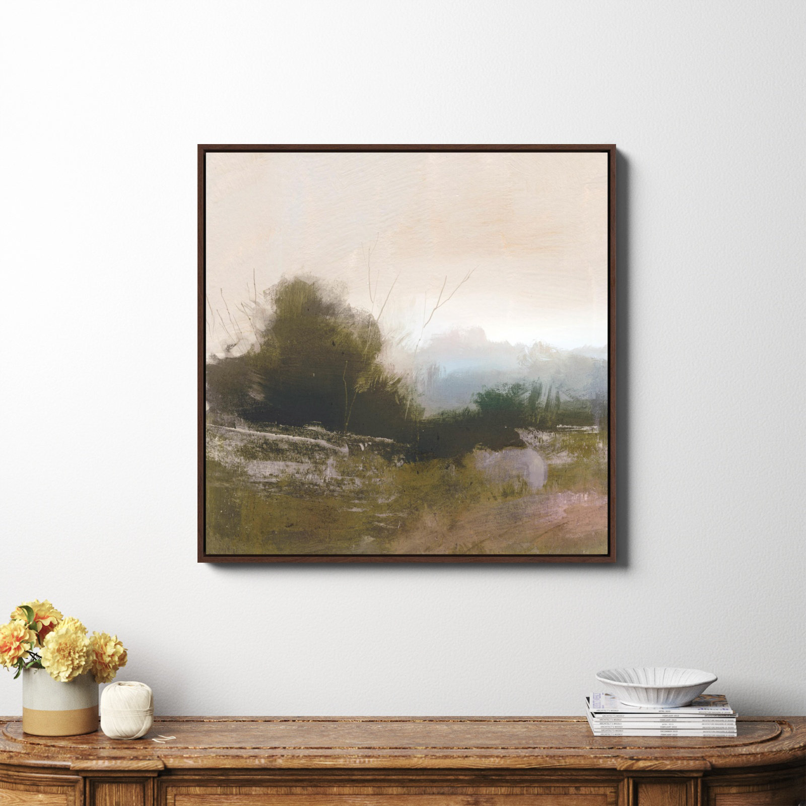 Spring Farm by Dan Hobday Art, No, Mahogany Framed Canvas, 36" H x 36" W x 2" D
