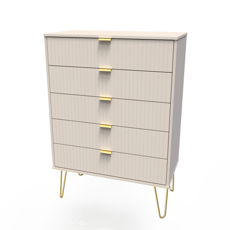 Fully Assembled Aliziah 5 - Drawer Chest of Drawers, Kashmir Matt