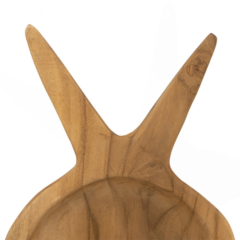 Assiette décorative en bois de teck 23,6 x 6,3 x 2 po en forme de carotte naturelle