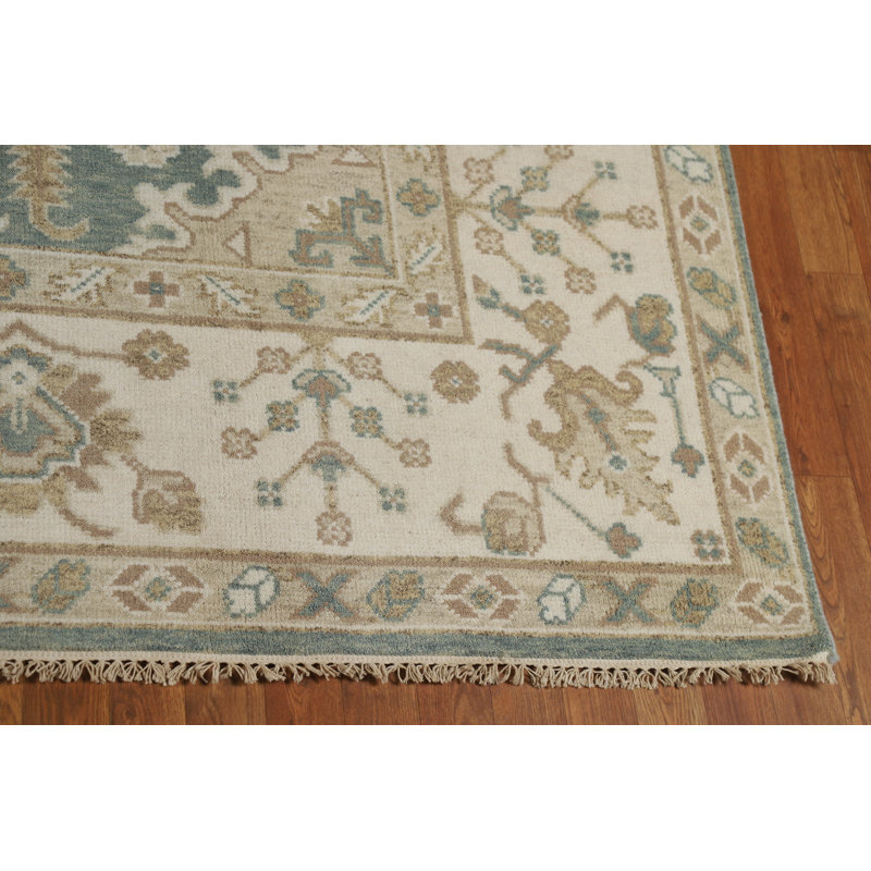 Tapis bleu à motif floral indien Oushak 8 x 10