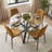 4 - Person Dining Table Sets With Glass Round Table & 4 Upholstered Chenille Chairs-1681749909