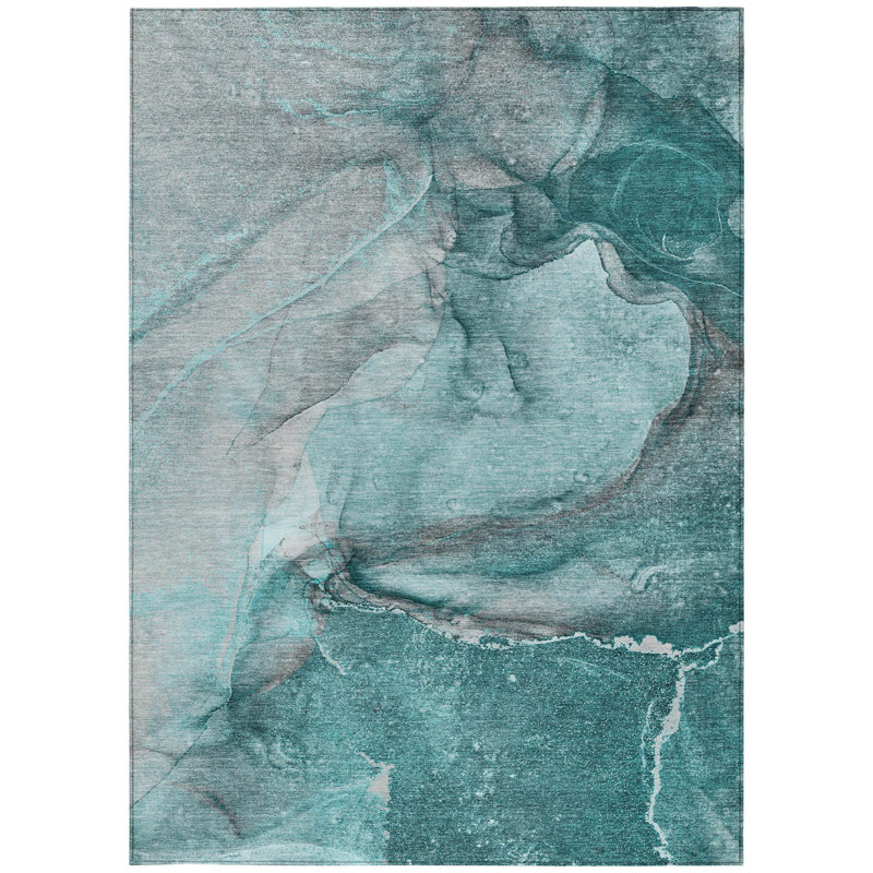 Tapis extérieur lavable antidérapant 3 pi x 5 pi bleu sarcelle