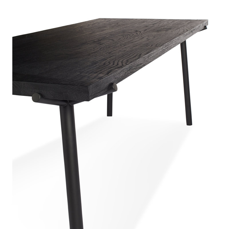 Branch Solid Oak Dining Table, 33" W x 76" L, Black, Oak