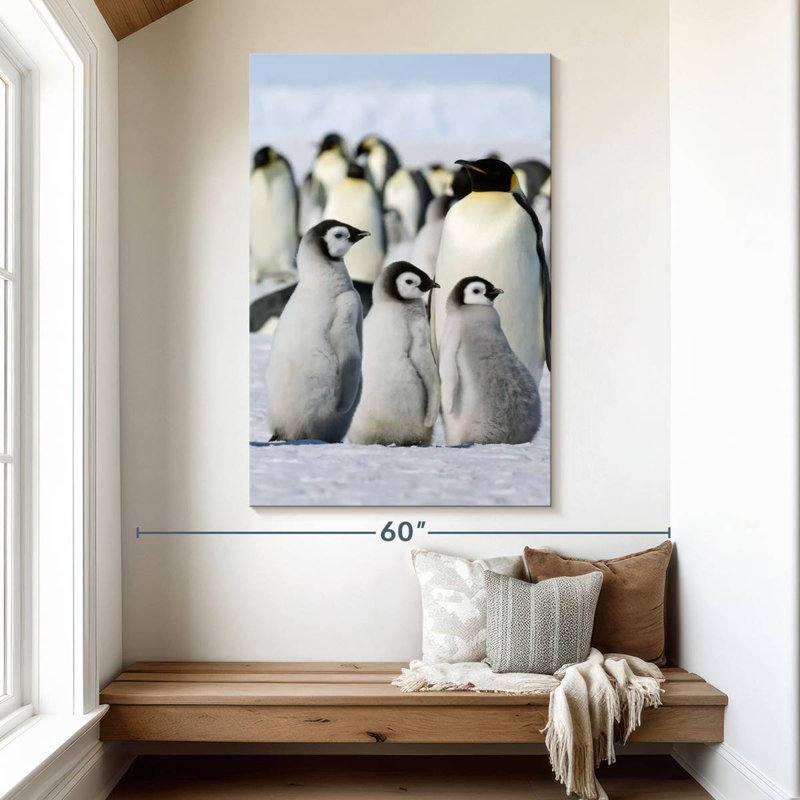 Penguins Winter Ice, 51" H x 34" W
