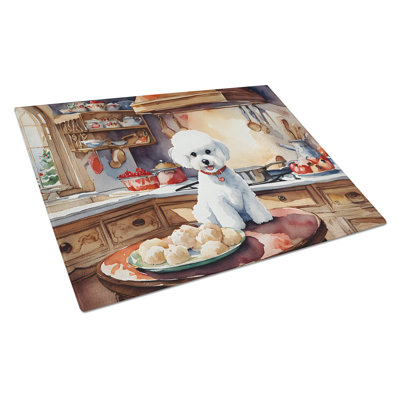 Bichon Frise Christmas Cookies Glass Cutting Board