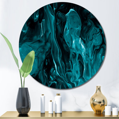 «Turquoise Creative Abstract Dark I», art mural moderne en métal