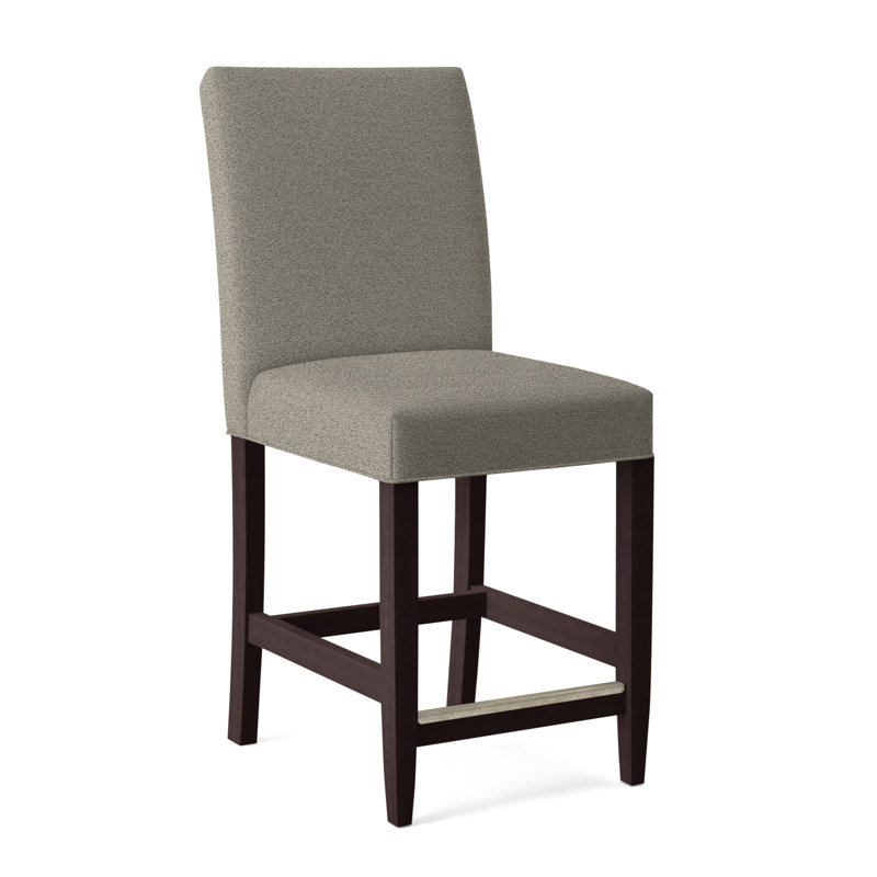 Manhattan Upholstered Stool with Solid Wood Frame, Java Finish, White Performance Fabric; 0851-94
