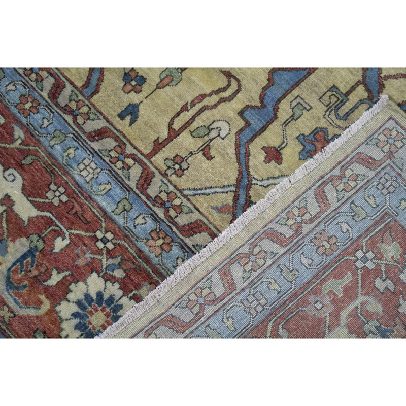Wool Oriental Area Rug in Gold/Rust, Rectangle 8'10" x 11'9"