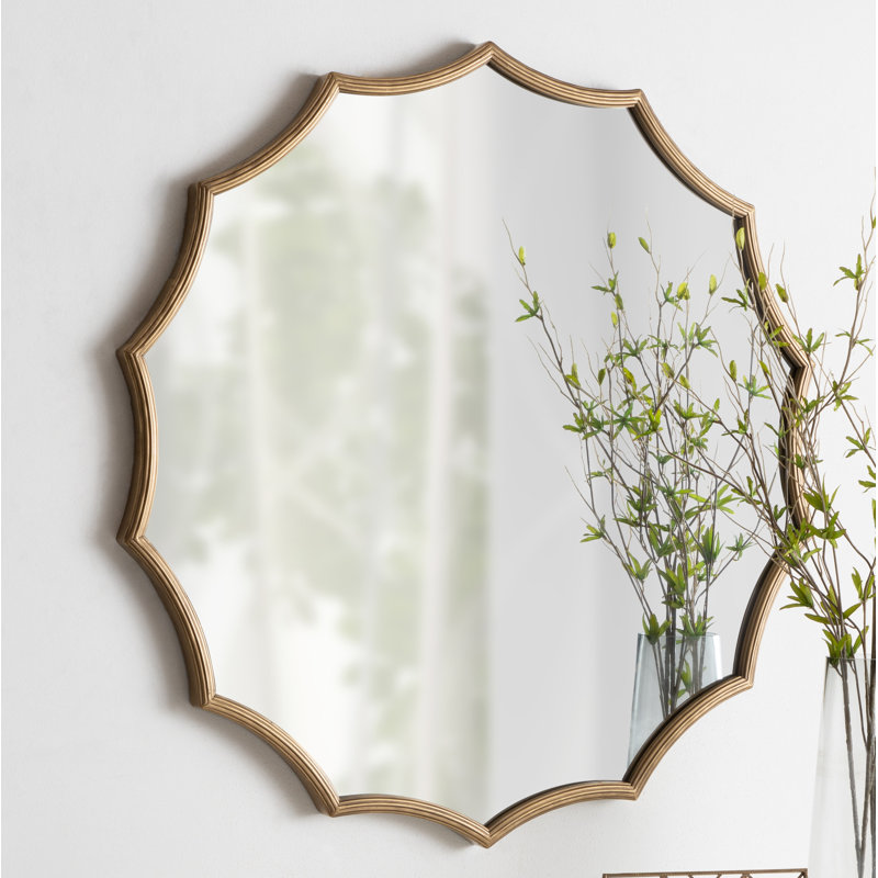 Jeronima Sunburst Metal Wall Mirror, Gold, 32.75" x 34"