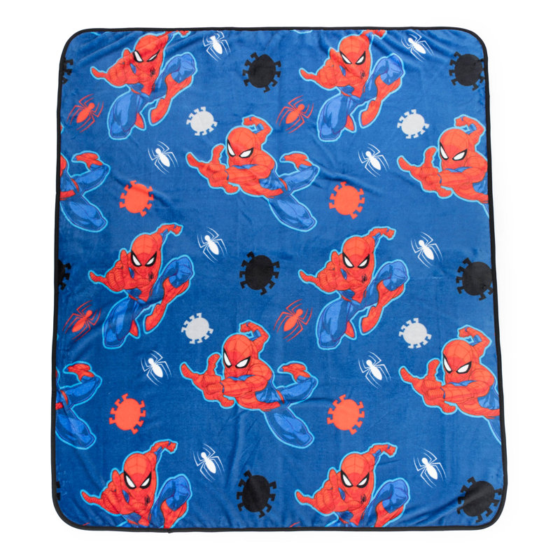 Marvel Spiderman Plush Mini Pillow Buddy & 130 X 150cm Fluffy Throw Blanket Set - Kids Super Soft 2 Piece Cuddle Set