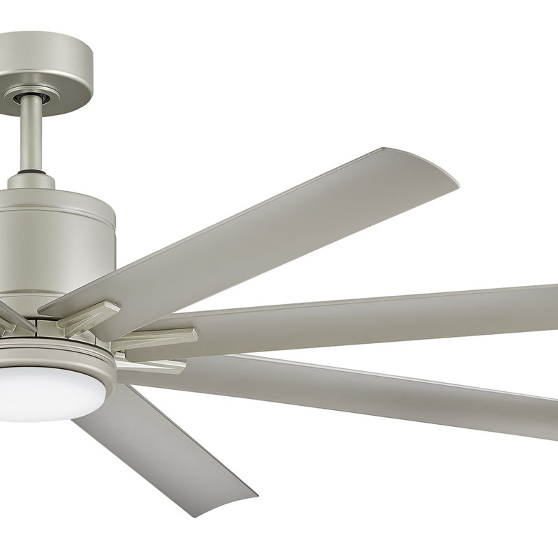 Ventilateur de plafond intelligent DEL 66 pouces Vantage avec contrôle Hiro, Argent, Nickel brossé