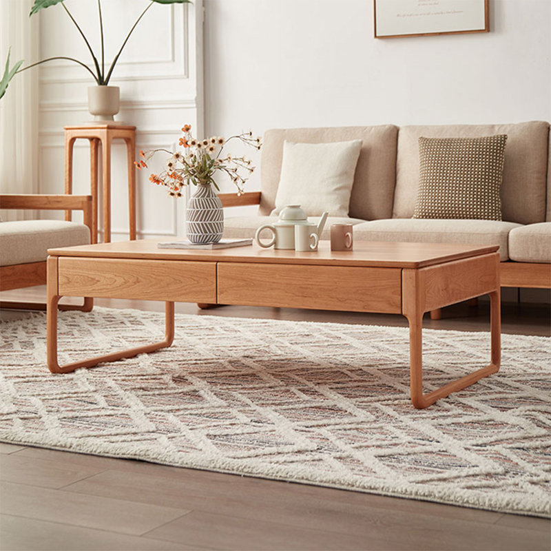 Table de salon carrée en bois massif, H 16,5 po x L 51,2 po x l 29,5 po