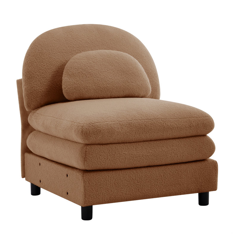 Chaise d'appoint, fauteuil sans accoudoirs avec coussin, Chameau