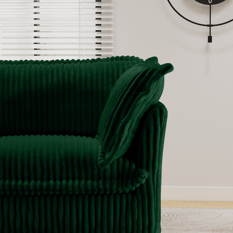 Fauteuil à revêtement antidérapant avec 1 grand coussin de dossier et 2 coussins décoratifs, Vert
